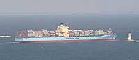 A Maersk vessel leaves Port of Los Angeles