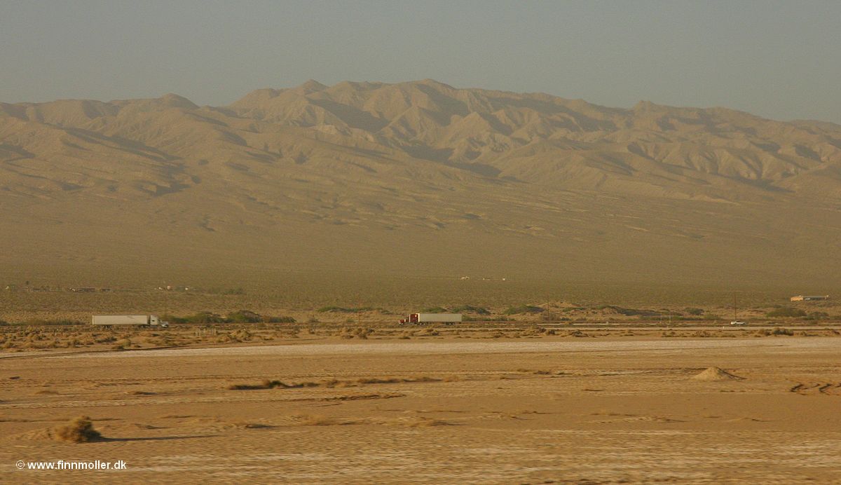 The Mojave Desert around Newberry Springs seen from an Amtrak train