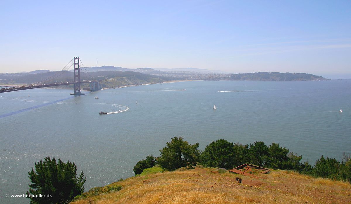 Golden Gate Bridge og San Francisco set fra Sausalito