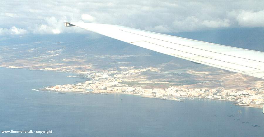 Tenerife and Playa de Los Americas seen from the plane
